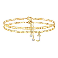2-Piece 14K Diamond Letter Initial Anklet