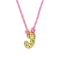 Chunky Gemstone Accented Initial Rope Necklace