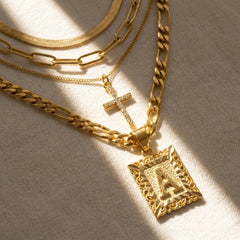 4-Piece 14K Initial & Cross Necklace Set