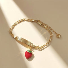 14K Strawberry Charm Bracelet