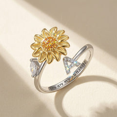 Spinning Sunflower "You Are My Sunshine" Initial Ring