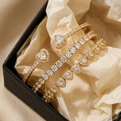 3-Piece 14K CZ Accented Bracelet Stack