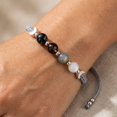 Adjustable Crystal Crescent Moon Protection Bracelet