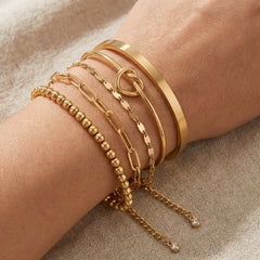 14K 5-Piece Beaded Knot Bracelet Stack