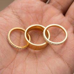 3-Piece CZ Accented Thin & Thick Ring Stack