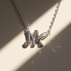 Dainty Forever Connected Initial Halo Necklace