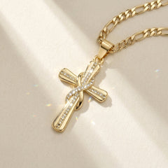 14K Diamond Accented Infinity Cross Necklace