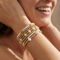7-Piece Pearl & Gold Adjustable Bracelet Stack