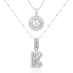 2-Piece 14K Diamond Letter Initial Necklaces