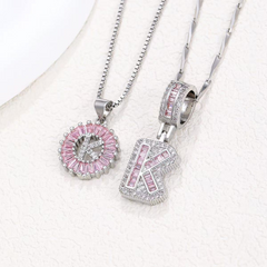 2-Piece 14K Diamond Letter Initial Necklaces (Limited Pink Edition)