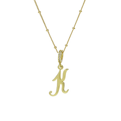Elegant Cursive Font Satellite Chain Initial Necklace