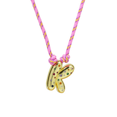 Chunky Gemstone Accented Initial Rope Necklace