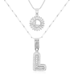 2-Piece 14K Diamond Letter Initial Necklaces