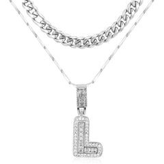 2-Piece 14K Layered Cuban & Initial Necklaces