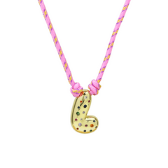 Chunky Gemstone Accented Initial Rope Necklace
