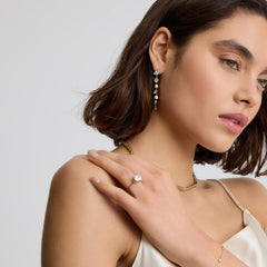 Statement Drop Pear and Pearl Earrings