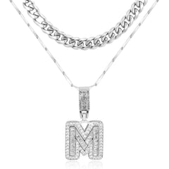 2-Piece 14K Layered Cuban & Initial Necklaces