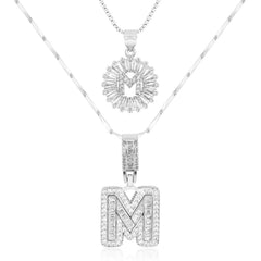2-Piece 14K Diamond Letter Initial Necklaces