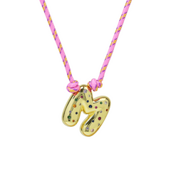 Chunky Gemstone Accented Initial Rope Necklace