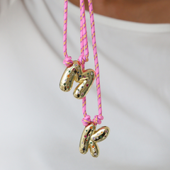 Chunky Gemstone Accented Initial Rope Necklace