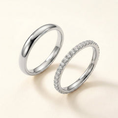 2-Piece CZ + Smooth Finish Stacking Rings