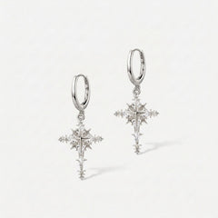 Starlight Cross Huggie Earrings