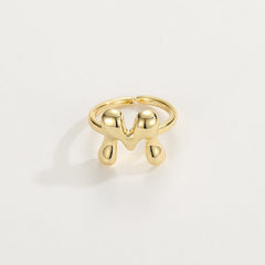 Cute Bubble Letter Initial Ring