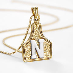 14K Elegant Cowgirl Initial Necklace