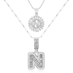 2-Piece 14K Diamond Letter Initial Necklaces