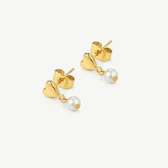 Mini Heart Pearl drop Earrings