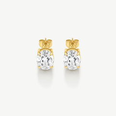 Bold Oval Solitaire Earrings