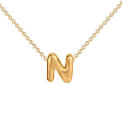 Dainty Bubble Letter Initial Necklace