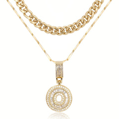 2-Piece 14K Layered Cuban & Initial Necklaces