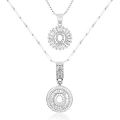 2-Piece 14K Diamond Letter Initial Necklaces