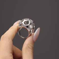 18K Gold-Plated & Silver-Tone Openwork Dome Ring