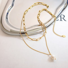 Layered Freshwater Pearl Pendant Necklace