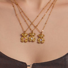 18K Gold-Plated Teddy Bear Pendant Necklace