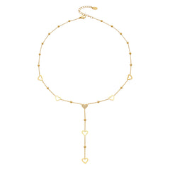 18K Gold-Plated Cubic Zirconia Heart Lariat Necklace