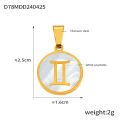 Gold-Tone Shell Zodiac Pendant Charm
