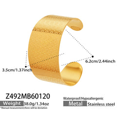 18K Gold-Plated Wide Textured Cuff Bracelets