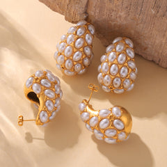 18K Gold-Plated Pearl-Look Teardrop Earrings