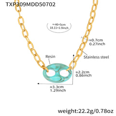 Resin Oval Link Pendant Necklace