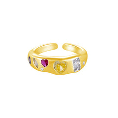 Nadine Organic Pavé Heart Adjustable Ring