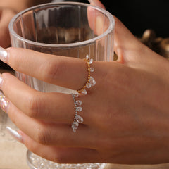 Crystal Accent Bead Chain Ring