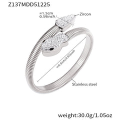 Ribbed Snake-Inspired Open Cuff Bracelet