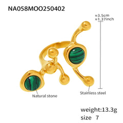 Branching Stone and Pearl-Look Bead Ring