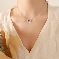 Roman Numeral Double-Ring Necklace & Earrings