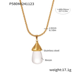 18K Gold-Plated Resin Teardrop Pendant Necklace