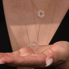 Cubic Zirconia Double Circle Necklace or Bracelet