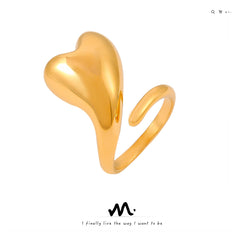 18K Gold-Plated Sculptural Heart Open Ring